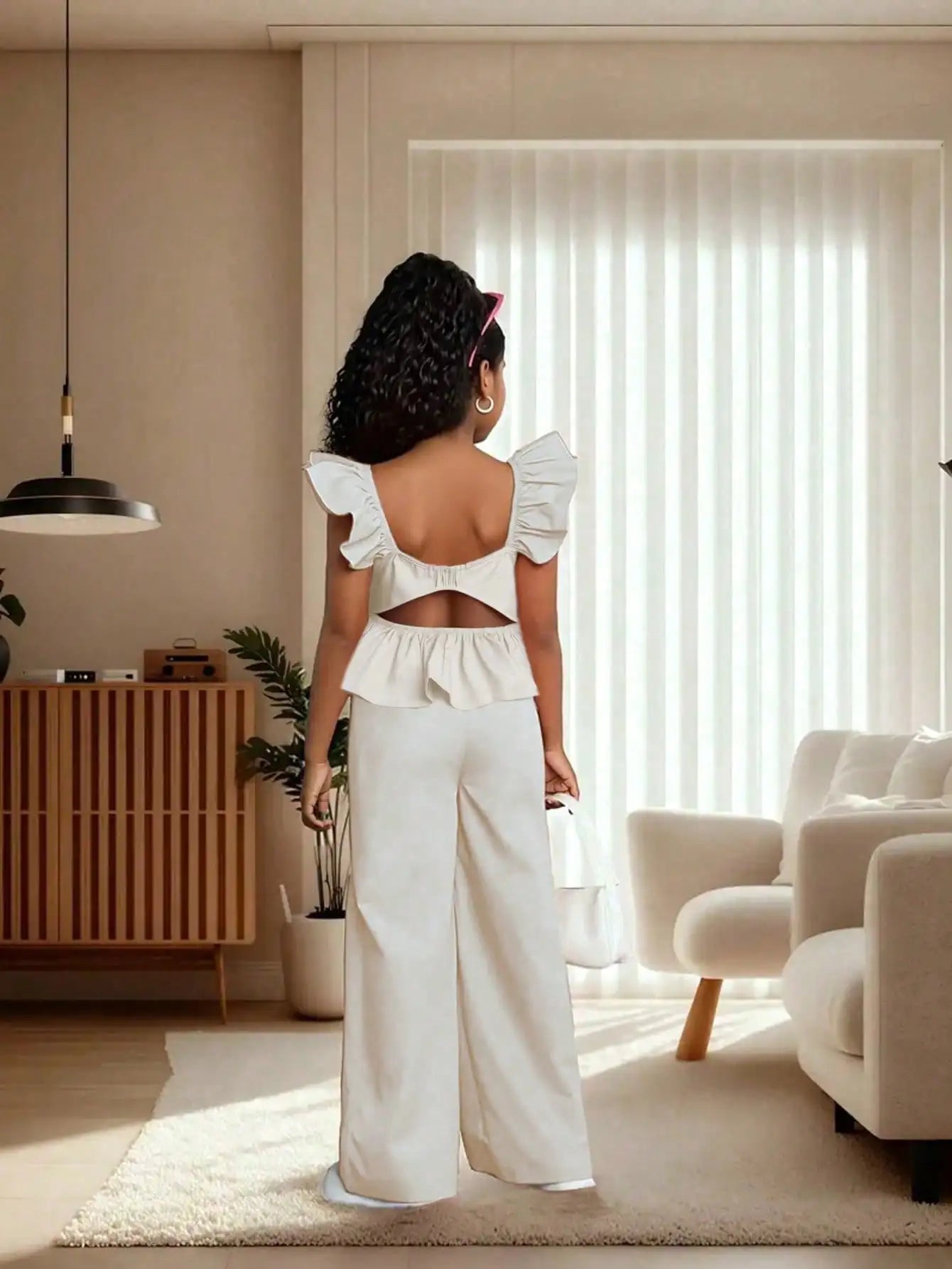 Girls' casual bow jumpsuit, suitable for outdoor wear in spring and summer, popular style