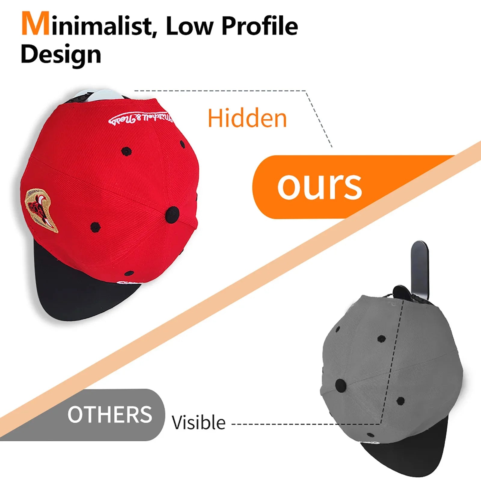 Baseball Cap Hooks Wall Mounted No Trace Hooks for Hat Necklace Headphone Storage Simple Design Home Accessories Wall Hooks