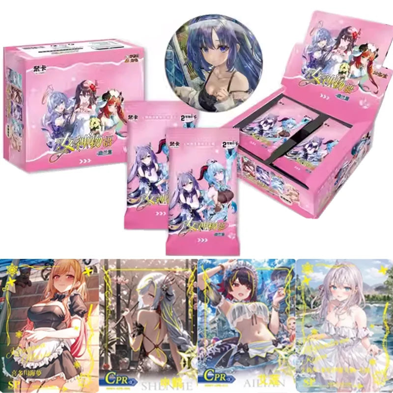 90pcs Set Goddess Story Thickened Gold Card Collectible Sexy Swimsuit Party Anime Collection Card Board Game Toy Gift
