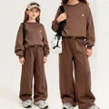 2026 autumn winter girls Children set long sleeve heart Teens top sweatshirt + wide leg loose pants tracksuit 4 8 10 12 year
