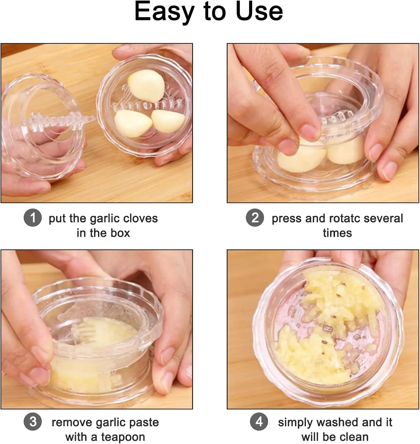 Kitchen Multifunctional Garlic Press Transparent Manual Garlic Crusher Chopper Convenient To Carry Convenient Garlic Masher