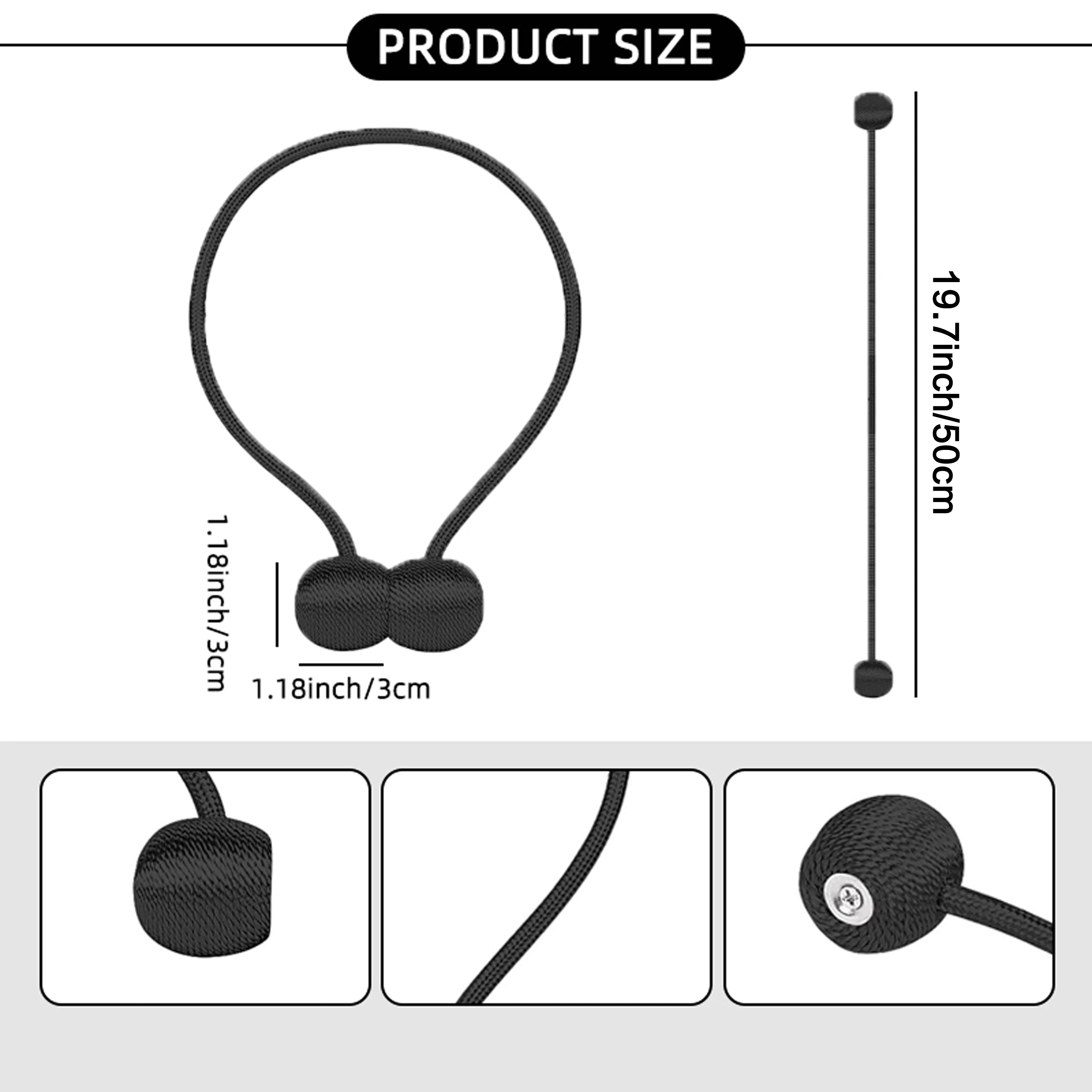 2pcs modern minimalist magnetic ball curtain tiebacks with thicker twisted cords can be styled at will,for bedrooms, living room