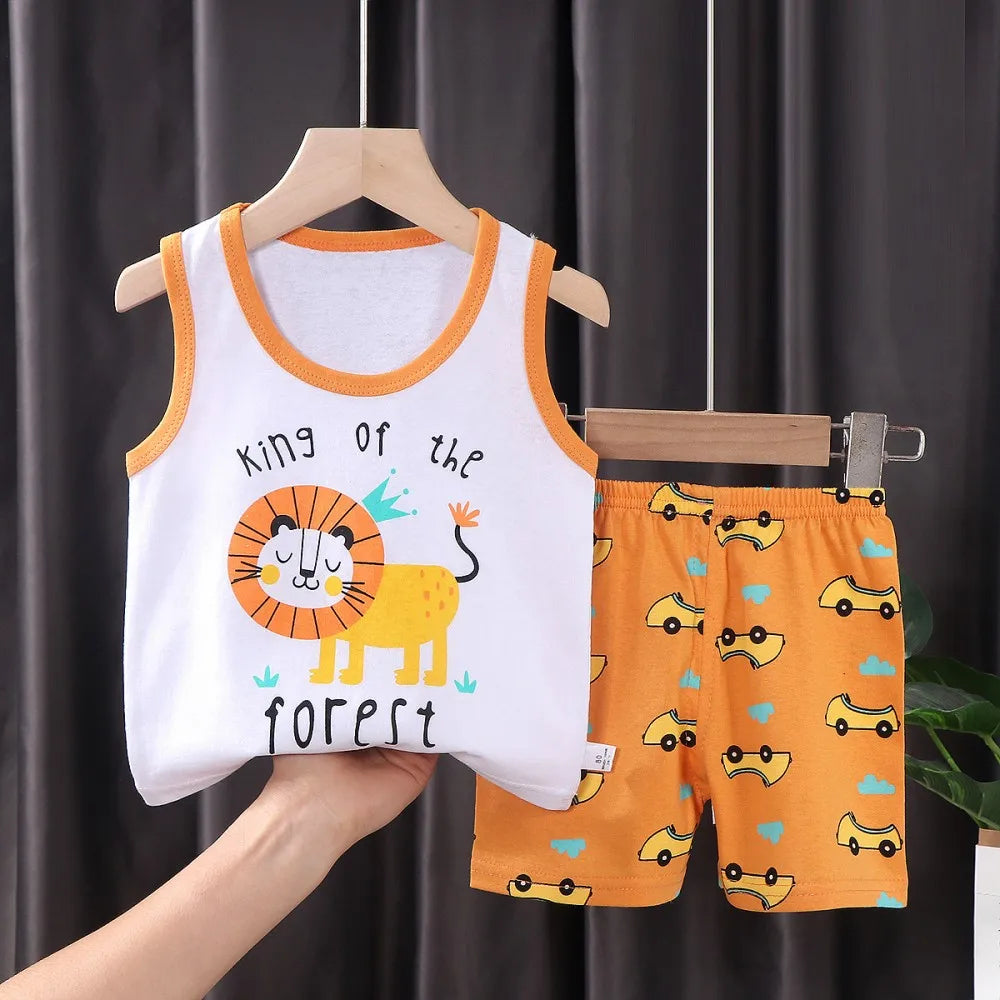 Fashion Kids Clothes Boys Girls Sets Top Shorts 2PCS 100% Cotton Soft Summer Children Baby Cloths T-shirt Shorts Toddler Suit